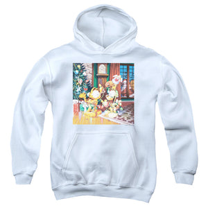 AN OFFCIALLY LICENSED GARFIELD ODIE TREE YOUTH HOODIE WHITE