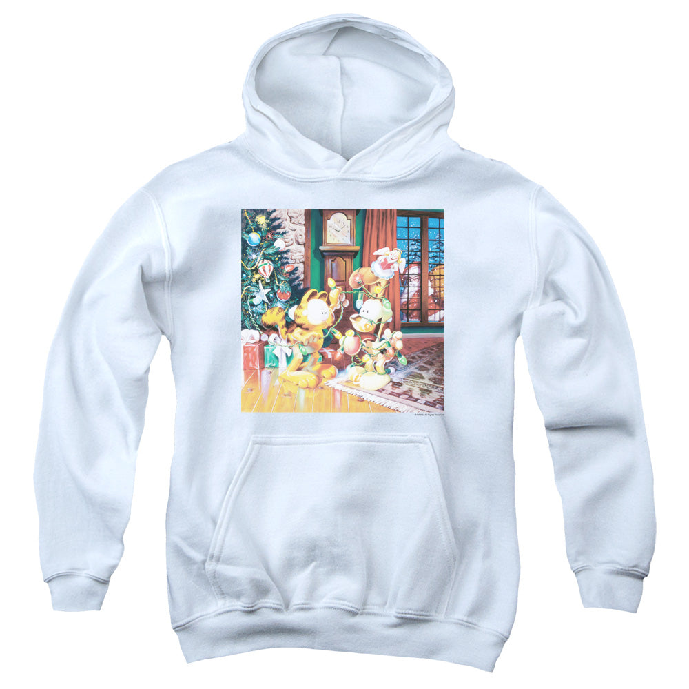 AN OFFCIALLY LICENSED GARFIELD ODIE TREE YOUTH HOODIE WHITE