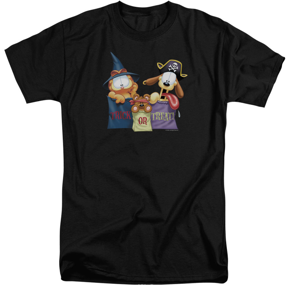 AN OFFCIALLY LICENSED GARFIELD GRAB BAGS MEN'S TALL FIT T-SHIRT BLACK