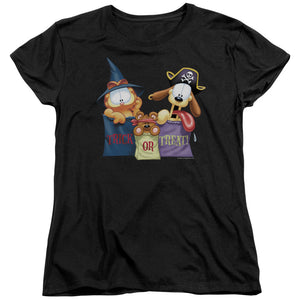 AN OFFCIALLY LICENSED GARFIELD GRAB BAGS WOMEN'S REGULAR FIT T-SHIRT BLACK