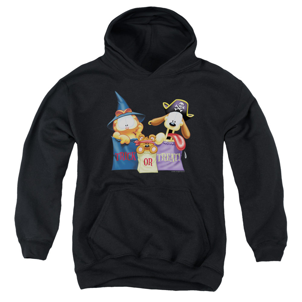AN OFFCIALLY LICENSED GARFIELD GRAB BAGS YOUTH HOODIE BLACK