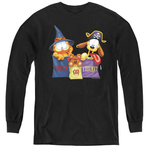 AN OFFCIALLY LICENSED GARFIELD GRAB BAGS YOUTH LONG SLEEVE T-SHIRT BLACK