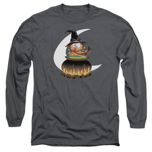 AN OFFCIALLY LICENSED GARFIELD STIR THE POT MEN'S LONG SLEEVE T-SHIRT CHARCOAL