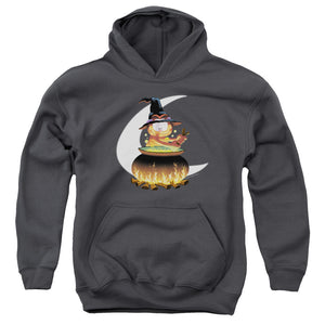 AN OFFCIALLY LICENSED GARFIELD STIR THE POT YOUTH HOODIE CHARCOAL