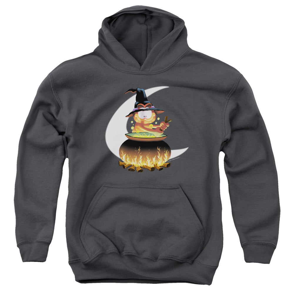 AN OFFCIALLY LICENSED GARFIELD STIR THE POT YOUTH HOODIE CHARCOAL