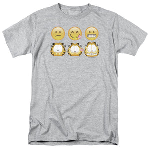 AN OFFCIALLY LICENSED GARFIELD EMOJIS MEN'S REGULAR FIT T-SHIRT ATHLETIC HEATHER