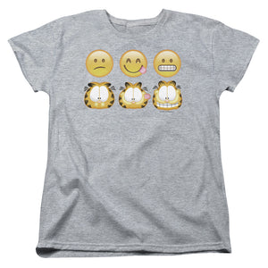 AN OFFCIALLY LICENSED GARFIELD EMOJIS WOMEN'S REGULAR FIT T-SHIRT ATHLETIC HEATHER