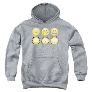 AN OFFCIALLY LICENSED GARFIELD EMOJIS YOUTH HOODIE ATHLETIC HEATHER