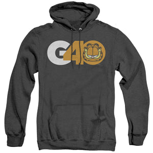AN OFFCIALLY LICENSED GARFIELD G40 ADULT UNISEX HEATHER PULLOVER HOODIE BLACK