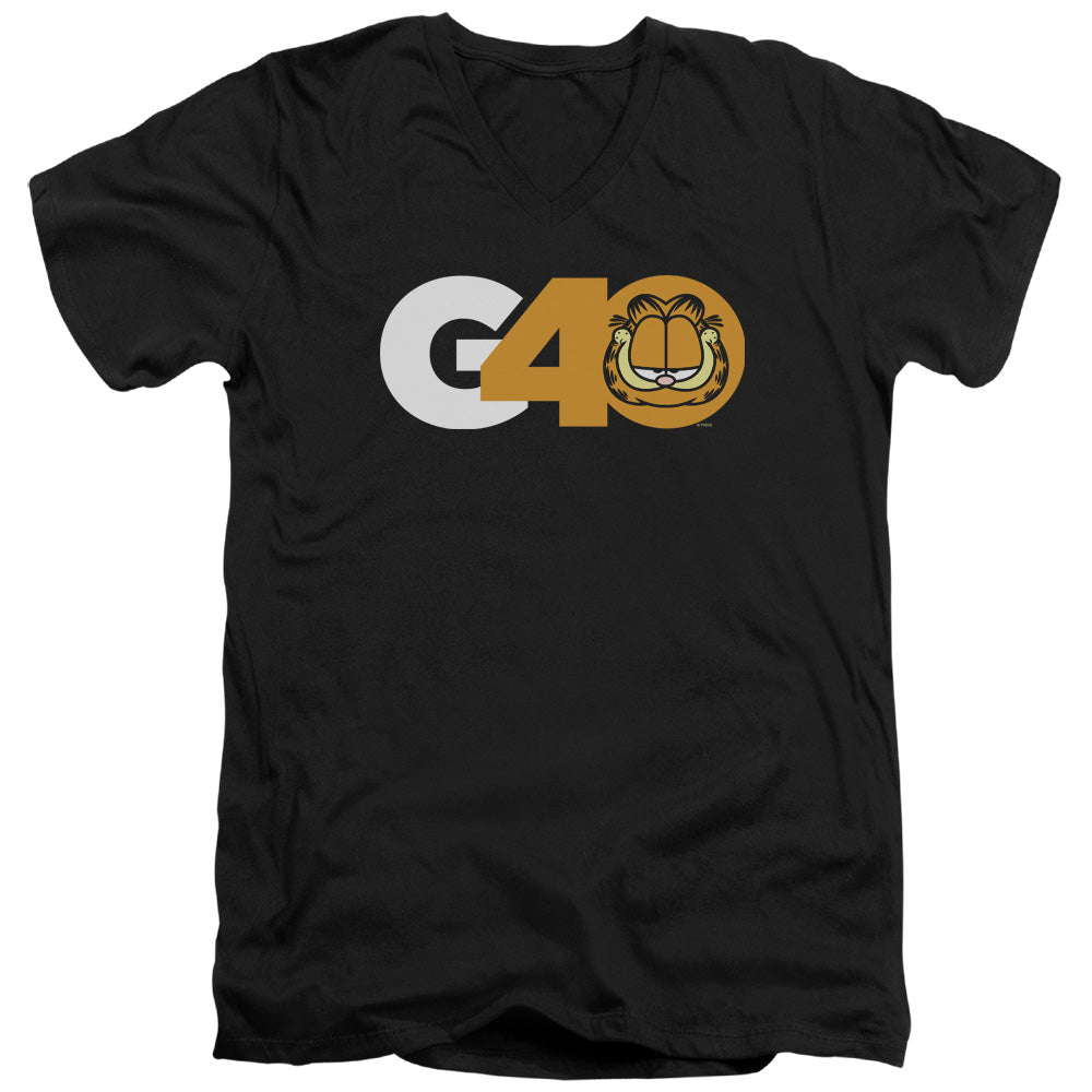 AN OFFCIALLY LICENSED GARFIELD G40 MEN'S V-NECK T-SHIRT BLACK