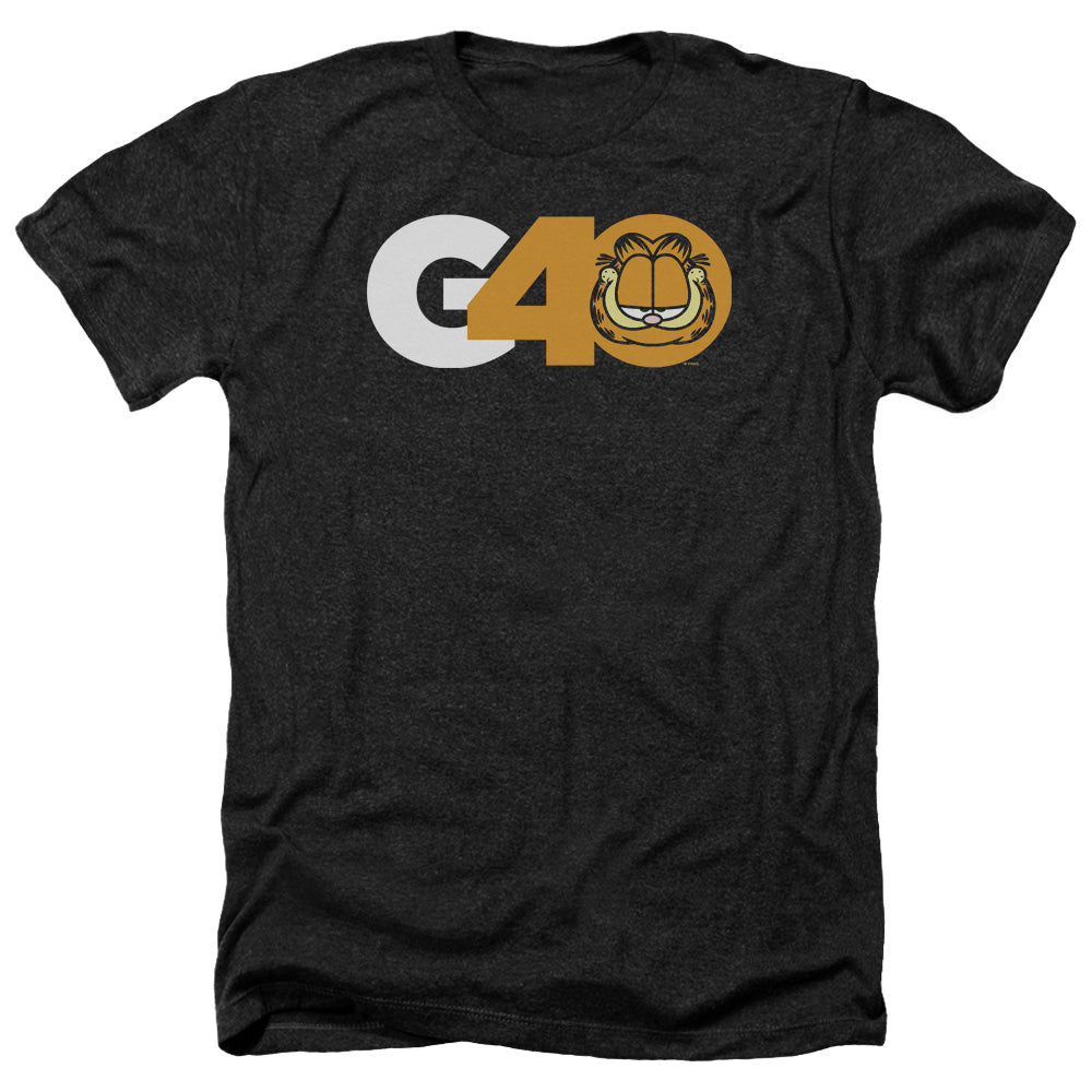 AN OFFCIALLY LICENSED GARFIELD G40 MEN'S HEATHER T-SHIRT CHARCOAL