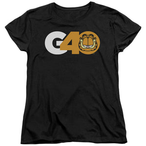 AN OFFCIALLY LICENSED GARFIELD G40 WOMEN'S REGULAR FIT T-SHIRT BLACK