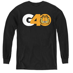 AN OFFCIALLY LICENSED GARFIELD G40 YOUTH LONG SLEEVE T-SHIRT BLACK