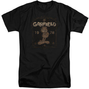 AN OFFCIALLY LICENSED GARFIELD EST 1978 MEN'S TALL FIT T-SHIRT BLACK