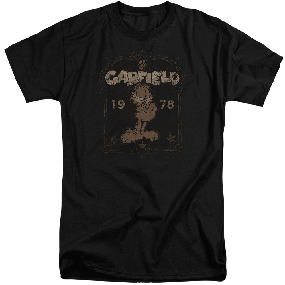 AN OFFCIALLY LICENSED GARFIELD EST 1978 MEN'S TALL FIT T-SHIRT BLACK