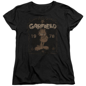 AN OFFCIALLY LICENSED GARFIELD EST 1978 WOMEN'S REGULAR FIT T-SHIRT BLACK