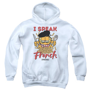 AN OFFCIALLY LICENSED GARFIELD SPEAKING LOVE YOUTH HOODIE WHITE