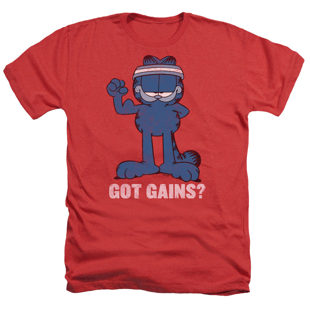 AN OFFCIALLY LICENSED GARFIELD GOT GAINS MEN'S HEATHER T-SHIRT RED