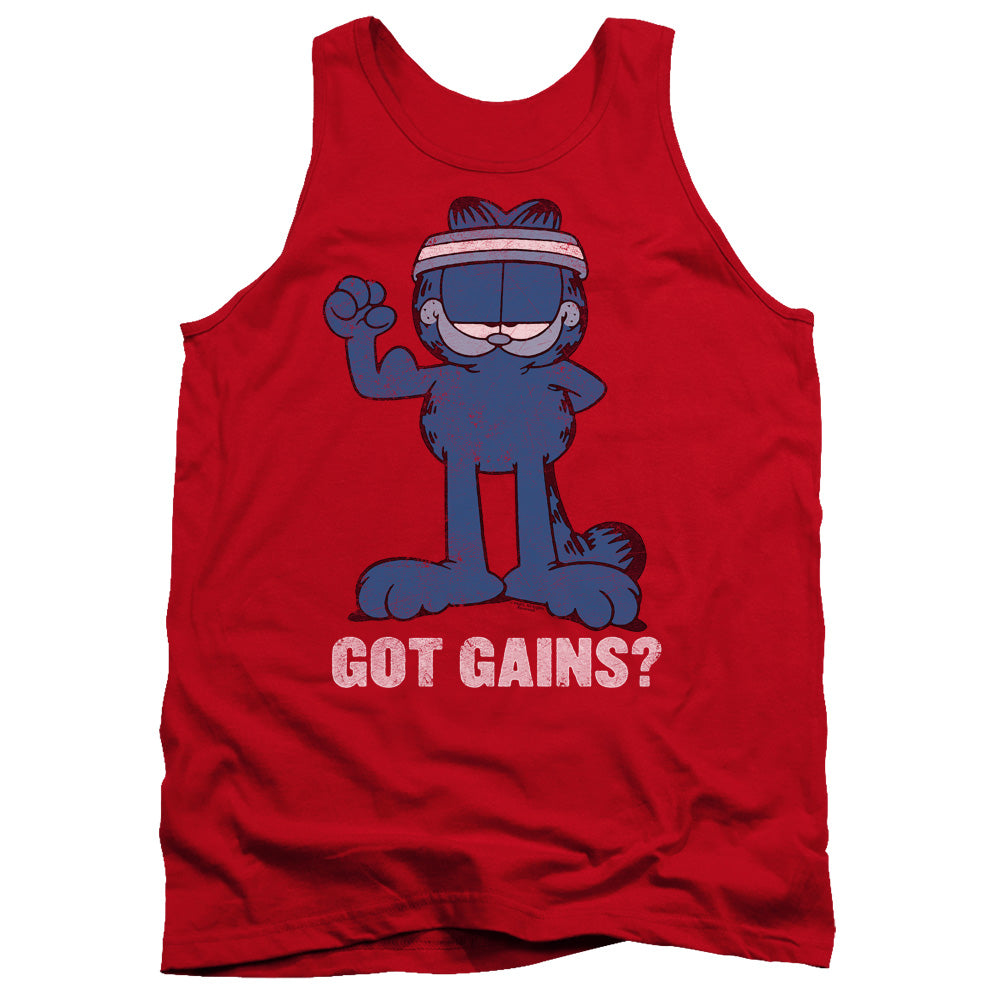 AN OFFCIALLY LICENSED GARFIELD GOT GAINS ADULT UNISEX TANK TOP RED