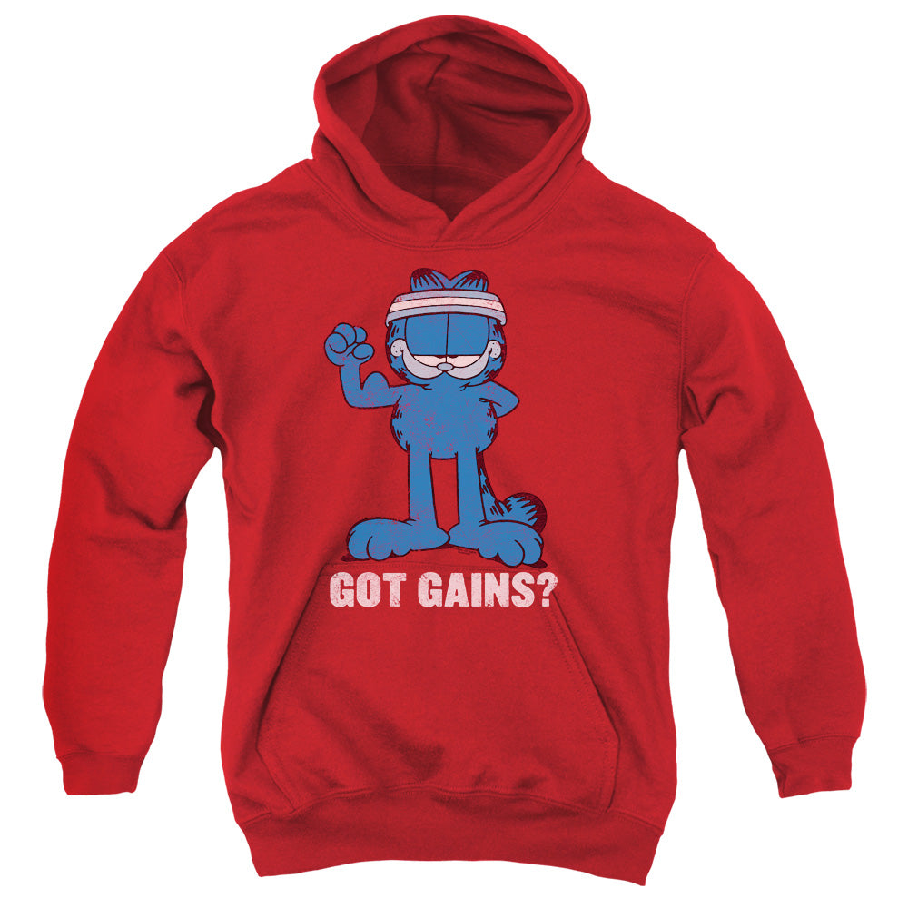 AN OFFCIALLY LICENSED GARFIELD GOT GAINS YOUTH HOODIE RED