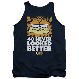 AN OFFCIALLY LICENSED GARFIELD 40 LOOKS ADULT UNISEX TANK TOP NAVY