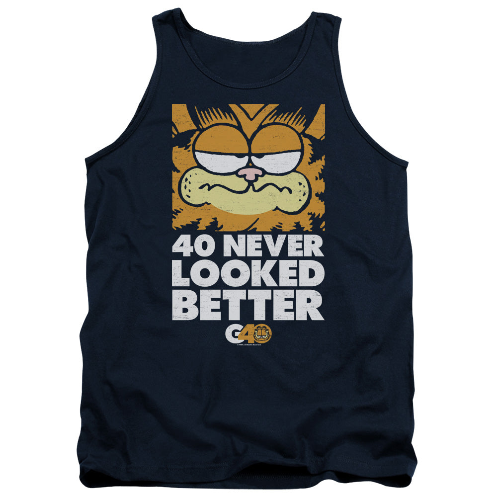 AN OFFCIALLY LICENSED GARFIELD 40 LOOKS ADULT UNISEX TANK TOP NAVY