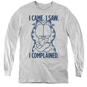 AN OFFCIALLY LICENSED GARFIELD I COMPLAINED YOUTH LONG SLEEVE T-SHIRT ATHLETIC HEATHER