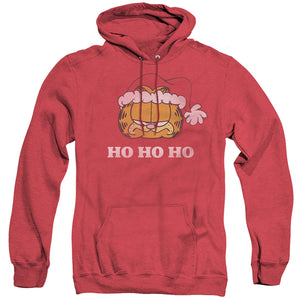 AN OFFCIALLY LICENSED GARFIELD HO HO HO ADULT UNISEX HEATHER PULLOVER HOODIE RED