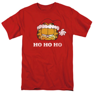AN OFFCIALLY LICENSED GARFIELD HO HO HO MEN'S REGULAR FIT T-SHIRT RED