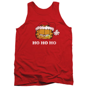 AN OFFCIALLY LICENSED GARFIELD HO HO HO ADULT UNISEX TANK TOP RED
