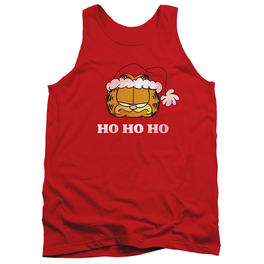 AN OFFCIALLY LICENSED GARFIELD HO HO HO ADULT UNISEX TANK TOP RED