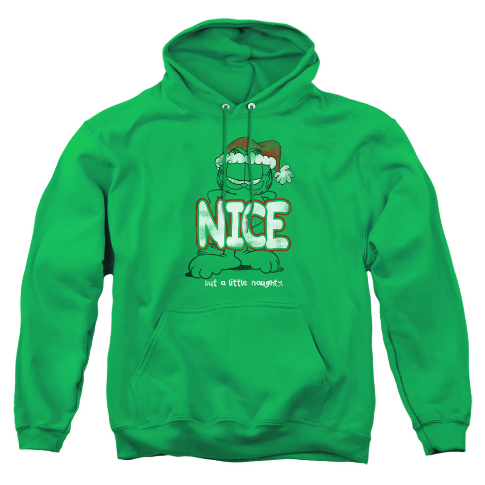 AN OFFCIALLY LICENSED GARFIELD A LITTLE NAUGHTY ADULT UNISEX PULLOVER HOODIE KELLY GREEN