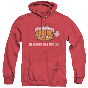 AN OFFCIALLY LICENSED GARFIELD BAHUMBUG ADULT UNISEX HEATHER PULLOVER HOODIE RED