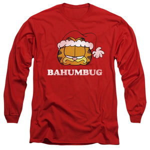 AN OFFCIALLY LICENSED GARFIELD BAHUMBUG MEN'S LONG SLEEVE T-SHIRT RED