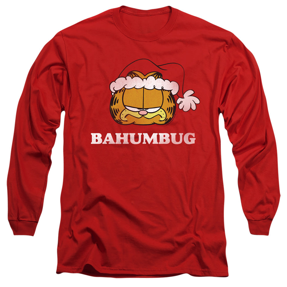 AN OFFCIALLY LICENSED GARFIELD BAHUMBUG MEN'S LONG SLEEVE T-SHIRT RED