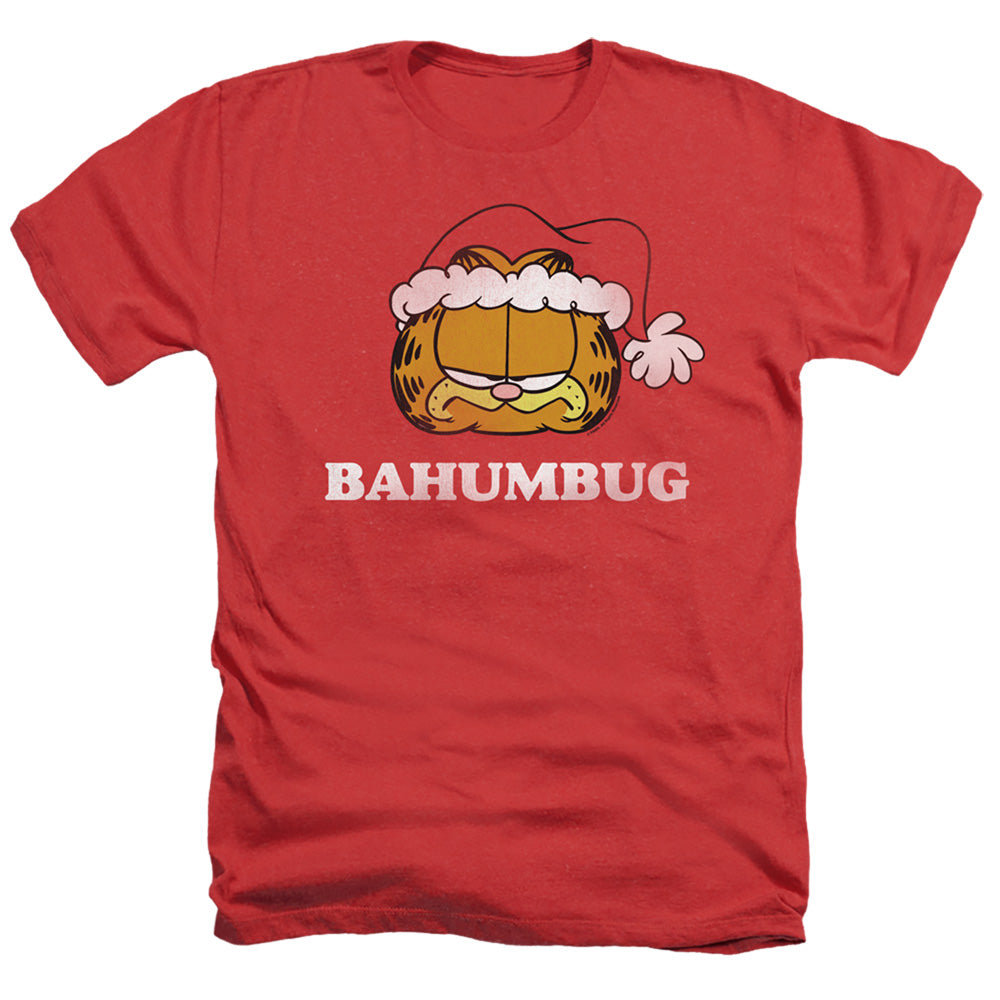 AN OFFCIALLY LICENSED GARFIELD BAHUMBUG MEN'S HEATHER T-SHIRT RED