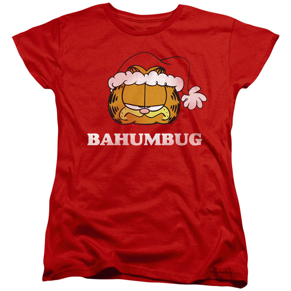 AN OFFCIALLY LICENSED GARFIELD BAHUMBUG WOMEN'S REGULAR FIT T-SHIRT RED