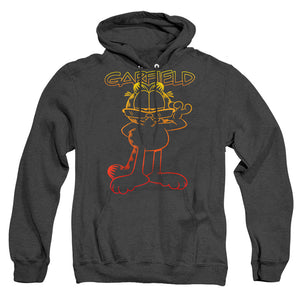 AN OFFCIALLY LICENSED GARFIELD HOTSHOT GARFIELD ADULT UNISEX HEATHER PULLOVER HOODIE BLACK