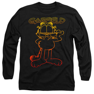 AN OFFCIALLY LICENSED GARFIELD HOTSHOT GARFIELD MEN'S LONG SLEEVE T-SHIRT BLACK