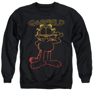 AN OFFCIALLY LICENSED GARFIELD HOTSHOT GARFIELD ADULT UNISEX CREWNECK SWEATSHIRT BLACK
