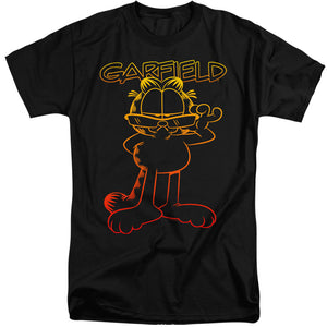AN OFFCIALLY LICENSED GARFIELD HOTSHOT GARFIELD MEN'S TALL FIT T-SHIRT BLACK