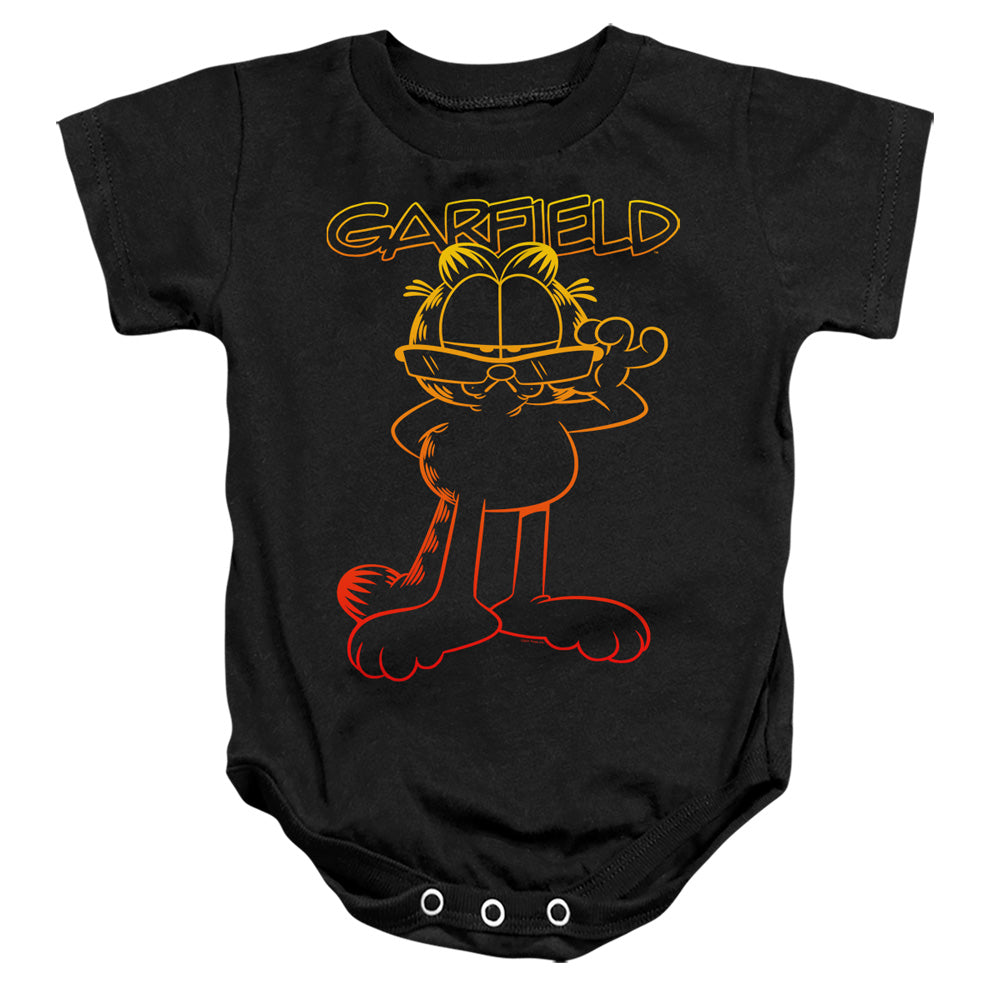 AN OFFCIALLY LICENSED GARFIELD HOTSHOT GARFIELD BABY BODYSUIT BLACK