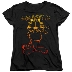 AN OFFCIALLY LICENSED GARFIELD HOTSHOT GARFIELD WOMEN'S REGULAR FIT T-SHIRT BLACK