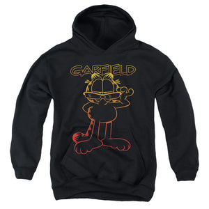 AN OFFCIALLY LICENSED GARFIELD HOTSHOT GARFIELD YOUTH HOODIE BLACK