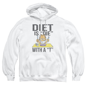 AN OFFCIALLY LICENSED GARFIELD DIET IS DIE WITH A T ADULT UNISEX PULLOVER HOODIE WHITE