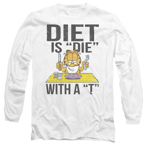 AN OFFCIALLY LICENSED GARFIELD DIET IS DIE WITH A T MEN'S LONG SLEEVE T-SHIRT WHITE