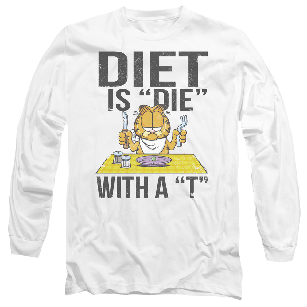 AN OFFCIALLY LICENSED GARFIELD DIET IS DIE WITH A T MEN'S LONG SLEEVE T-SHIRT WHITE