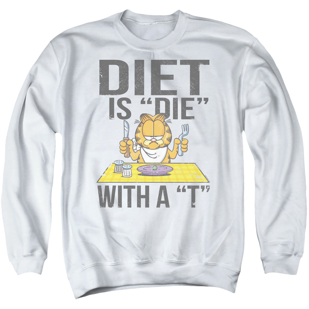 AN OFFCIALLY LICENSED GARFIELD DIET IS DIE WITH A T ADULT UNISEX CREWNECK SWEATSHIRT WHITE