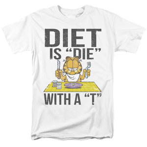AN OFFCIALLY LICENSED GARFIELD DIET IS DIE WITH A T MEN'S REGULAR FIT T-SHIRT WHITE
