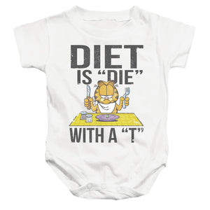 AN OFFCIALLY LICENSED GARFIELD DIET IS DIE WITH A T BABY BODYSUIT WHITE